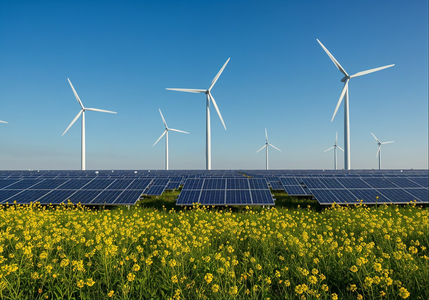 turbinas eolicas paneles solares campo flores amarillas 23 2151972750